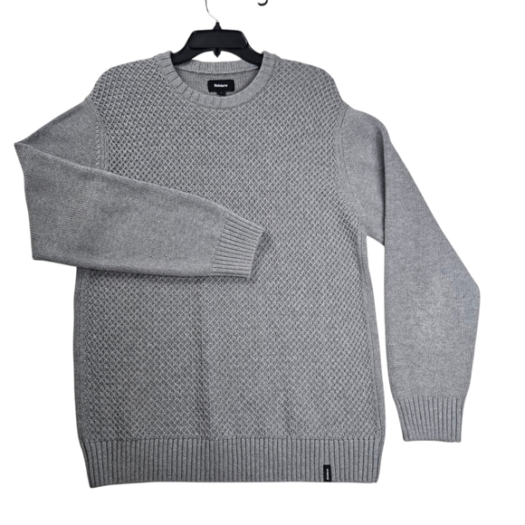 Huckberry Finisterre Men Large Gray Textured Crew-Neck Cotton Wool Sweater - Picture 1 of 14
